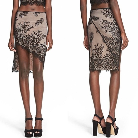 𝅺4SI3NNA the Label Asymmetrical Lace Bodycon Skirt - Picture 2 of 7